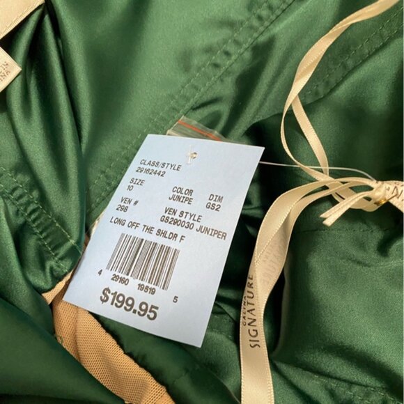 NWT GALINA SIGNATURE Satin Off-the-Shoulder Mermaid Juniper Green‎ Size 10 - Picture 12 of 16